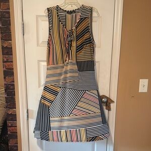 Mlle Gabrielle | Geometric Striped |Midi Dress